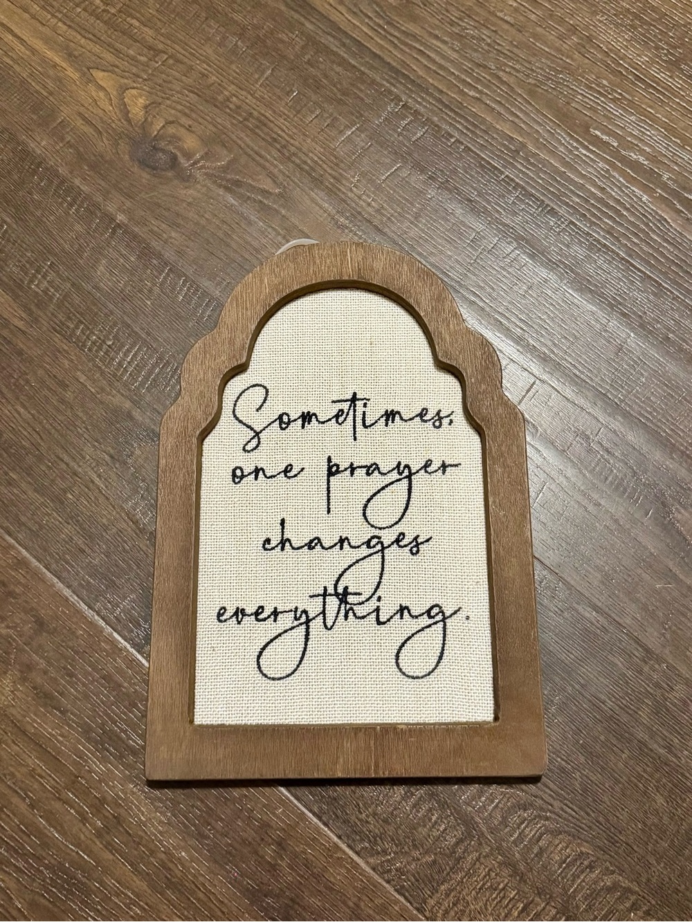 Wooden Arch Prayer Wall Sign - Brown and Cream